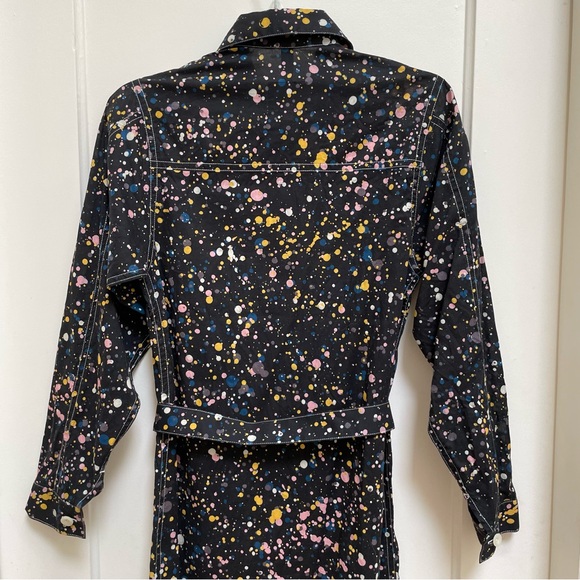 W’menswear black button front dress with multicoloured paint splatter design - Picture 11 of 16